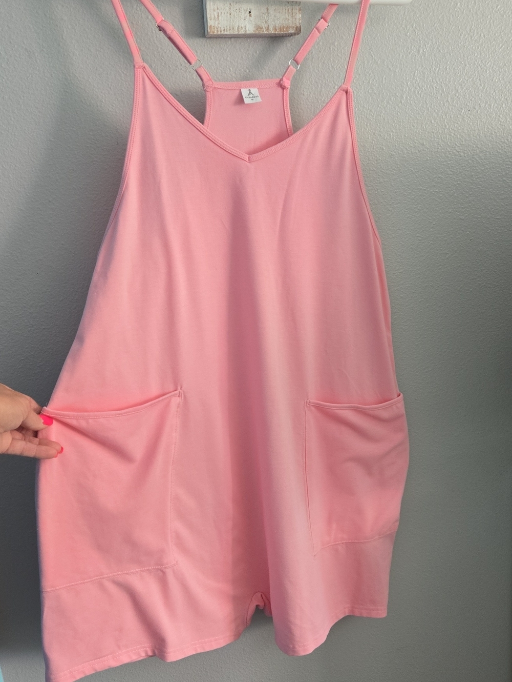 Anrabess Women's Pink Tank Shorts Romper - Medium